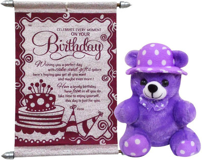 

Advance Hotline Teddy With Birthday Scroll Card - 20 cm(Multicolor)