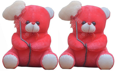 

MGPLifestyle - Valentine I Love You Dark Pink Ballon Heart Teddy (36 CM)-set of 2 - 18 cm(Multicolor)