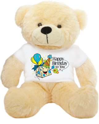

Grab A Deal Big Teddy Bear wearing a Happy Birthday To You T-shirt - 24 inch(Beige, Orange)