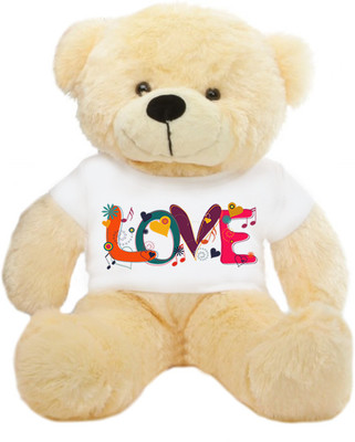 

Grab A Deal Big Teddy Bear wearing a Beautiful Love Design T-shirt - 24 Inch(Beige, Orange)