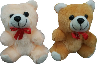 Ekku Combo of 2 Teddy Bears - 6 inch(Beige, Brown)