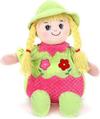 

Starwalk Plush Doll Toy Bag with Flower Embrodery Green & Pink colour 50 cm - 45 cm(Green, Pink)