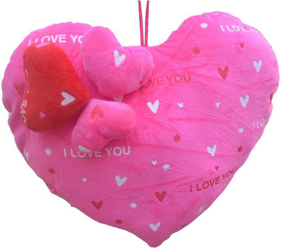 

MGPLifestyle - Pink Valentine Heart Shape Cuishion with 3 sweet Premium Hearts - 18 cm(Multicolor)