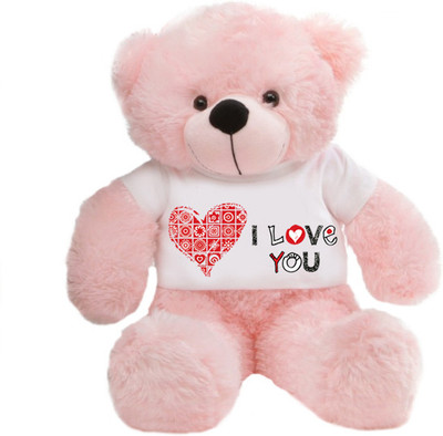 

Grab A Deal Big Teddy Bear wearing a Beautiful I Love You T-shirt - 24 inch(Pink)
