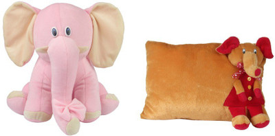 

Deals India "Deals India Deals India Brown Elephant Pillow And Pink Sitting Elephant - 10 cm (Brown, Pink)" - 30 cm(Multicolor)