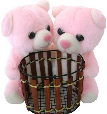 

Saugat Traders Teddy Couple With Pen Stand - 6.3 inch(Pink)