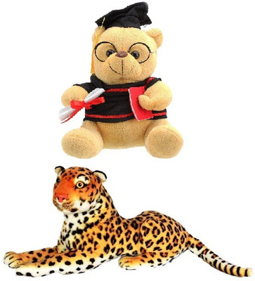 

VRV VRV Wild Animal Cheetah and Musical Scholar Teddy. - 17 cm(Multicolor)