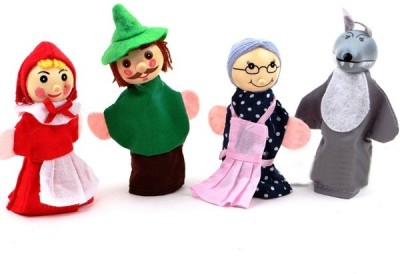 

Kuhu Creations Little Red Riding Hood Education Play Toy Finger Puppets 4 pcs - 8 cm(Multicolor)