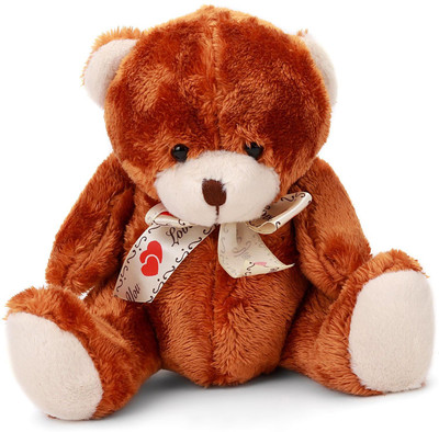 Starwalk Bear Plush Brown Colour with Love You Ribbon - 20 cm(Brown)