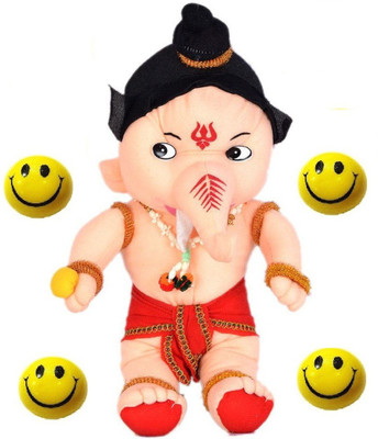 

VRV Soft Smiley Face Balls and Lord Ganesha - 25 cm(Yellow and skin)