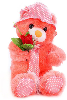 

Tickles Glamarous Cap Teddy With Rose - 45 cm(Orange)