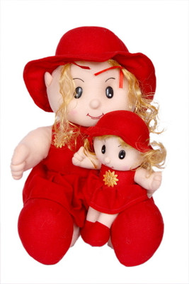 

ESHTYLE Cute Doll with Baby Soft Toy - 8 inch(Red)