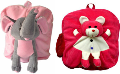 

MGP Creation Premium Play School Elephant & Dark Pink Teddy Kids School Bag - 14 inch(Multicolor)