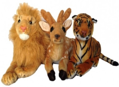

Meghanshi Soft baby lion deer tiger comboo32cm(3pc) - 32 cm(Brown/yellow/beinge)