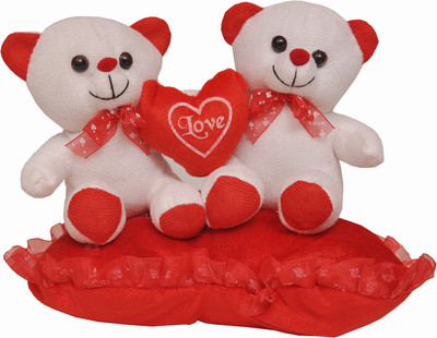 

Indigo Creatives Valentine Teddy Bear Pair Bed Side Cushion - 9 inch(Multicolor)