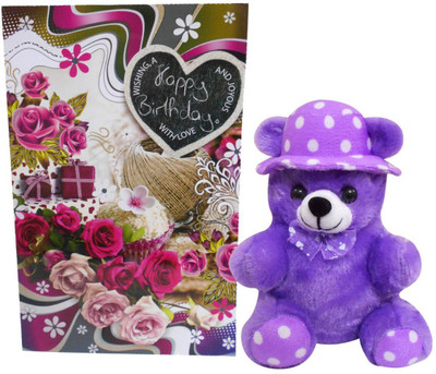 

Advance Hotline Teddy With Birthday Greeting Card - 20 cm(Multicolor)