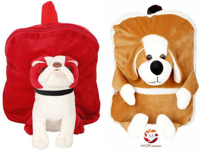 

MGP Creation Exclusive Red Pug Dog & Puppy Dog Nursery Kids School Bag - 14 inch(Multicolor)