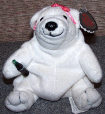 

Collectable Bean Bag Plush Coca Cola Polar Bear In Pink Bow Bean Bag 0110(White)