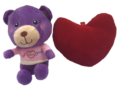 Aparnas small teddy with heart combo - 19 cm(Multicolor)