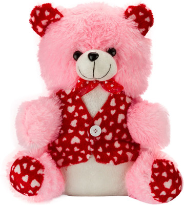 

Glitters Cute Furry Jacket Teddy - 17 Inch(Pink, Red)