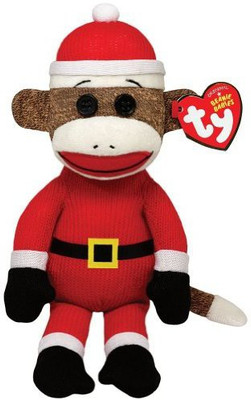 ty Beanie Babies Sock Monkey Santa - 4.9 inch(Red)