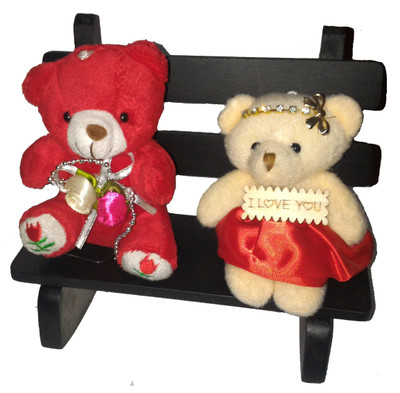

Exxact Bear with Bride - 18 cm(Red, Cream), Cream;red