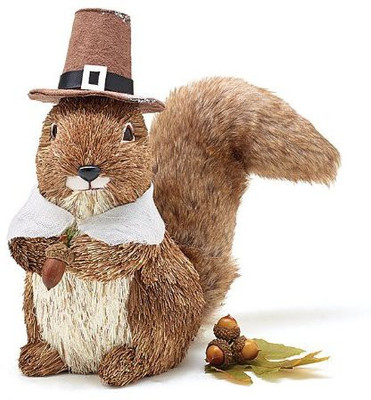

Burton Pilgrim Squirrel With Hat And Collar Home Decor Gift Holiday - 8 inch(Brown)
