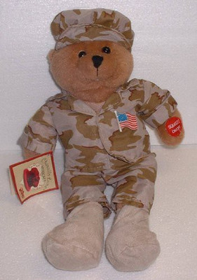 

Chantilly Lane Us Military Desert Fatigue Teddy Bear Plays God Bless - 10 inch(Brown)