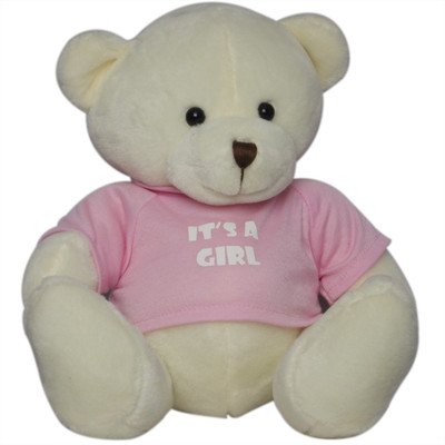 

Twisha Bear With T Shirt It's A Girl Cream Medium - 18 cm(Beige)