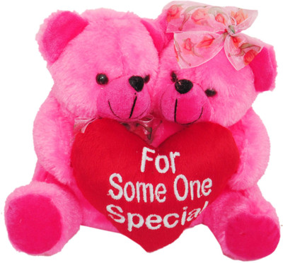 

Origin Couple Teddy with Red Heart - 15 cm(Pind, Red)