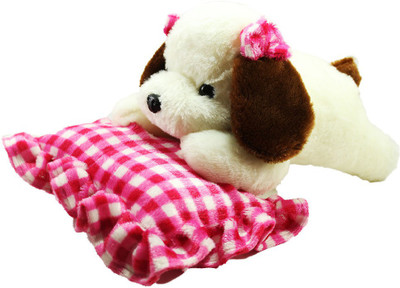 

Tickles Cute laying Dog with Cushion - 33 cm(White)