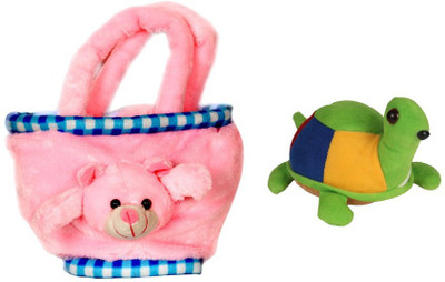 

Deals India Teddy Bag and Tortoise combo - 10 cm(Pink, Multicolor), Multicolor;pink