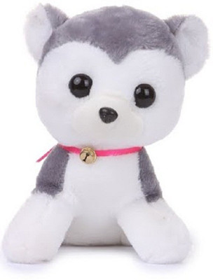 

Deals India Soft Toy Cute Dog with bell - 30 cm(White, Black), Black;white