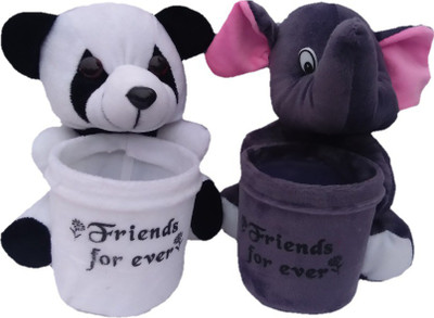 

Aparshi Elephant and Panda soft toy pen holders (set of 2) - 18 cm(White)