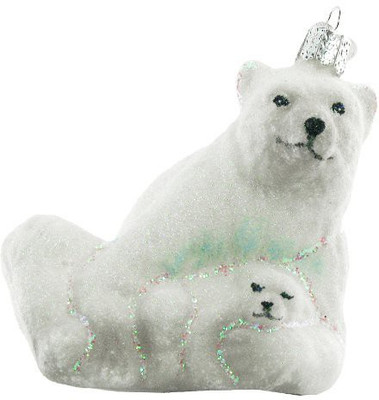 

Old World Christmas Polar Bear With Cub Ornament(White)