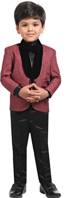 Jeet Self Design Baby Boys Suit, Maroon