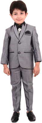 

Arshia Fashions Single Breasted Solid Boy's Suit, Grey