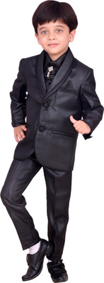 

Arshia Fashions Boys Blazer, Shirt and Trouser Set, Black