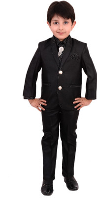 

Arshia Fashions Single Breasted Solid Boy's Suit, Black