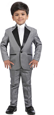 

Jeet Self Design Boys Suit, Grey