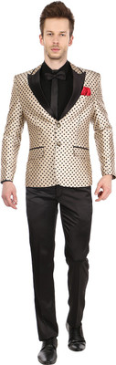 

Platinum Studio Tuxedo Style Polka Print Men Suit, Appealing gold;chic black