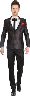 

Platinum Studio Tuxedo Style Polka Print Men Suit, Chic black;stylish grey