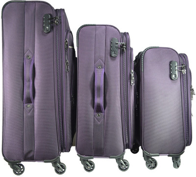 

TRAWORLD 4 wheels Set of 3 Expandable Check-in Luggage -  inch(Purple