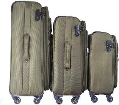 

TRAWORLD 4 wheels Set of 3 Expandable Check-in Luggage -  inch(Brown