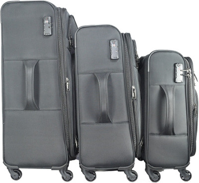 

TRAWORLD 4 wheels Set of 3 Expandable Check-in Luggage -  inch(Grey