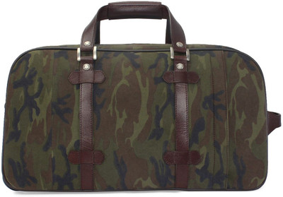 Bare Skin CAMOUFLAGE BROWN DUFFLE STROLLY BAG Expandable Cabin Luggage -  inch(Green