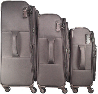 

TRAWORLD 4 wheels Set of 3 Expandable Check-in Luggage -  inch(Brown