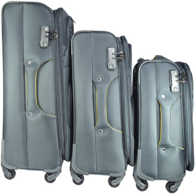 

TRAWORLD 4 wheels Set of 3 Expandable Check-in Luggage -  inch(Grey