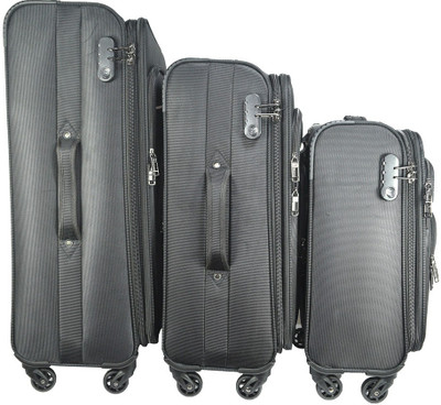

TRAWORLD 4 wheels Set of 3 Expandable Check-in Luggage -  inch(Grey