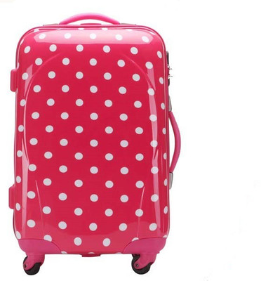 

T-Bags Polka Dots Rose Pink 4 Wheel Trolley Bag 20 Inch Cabin Luggage - 20 inch(Pink)